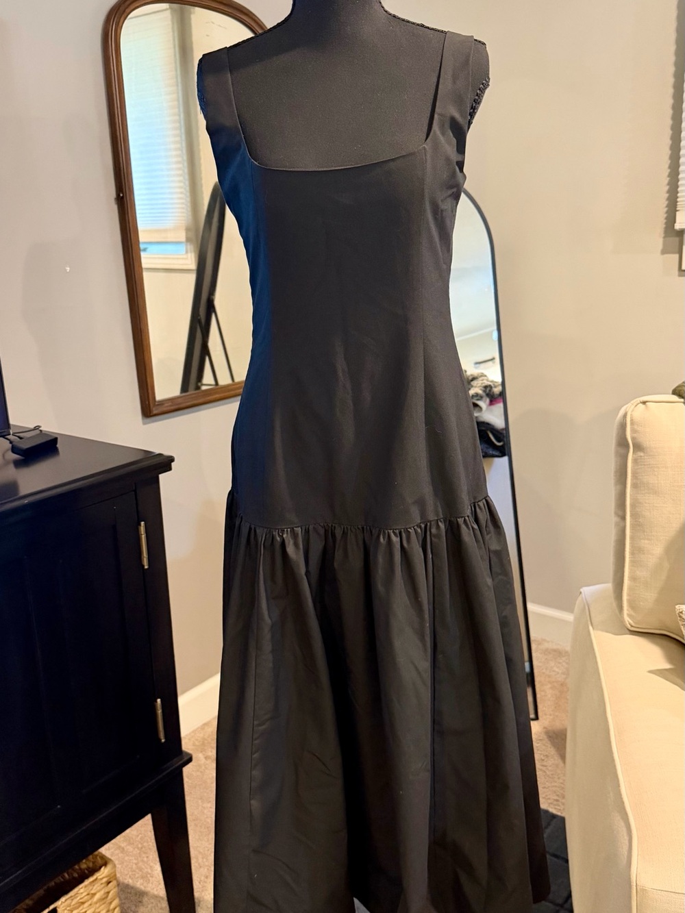 Commense Black Sleeveless Maxi Dress with Square Neckline